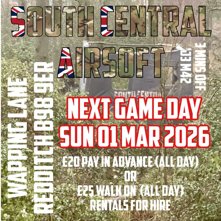 South Central Airsoft Redditch Next Game Day Sunday 01 Mar 2026
