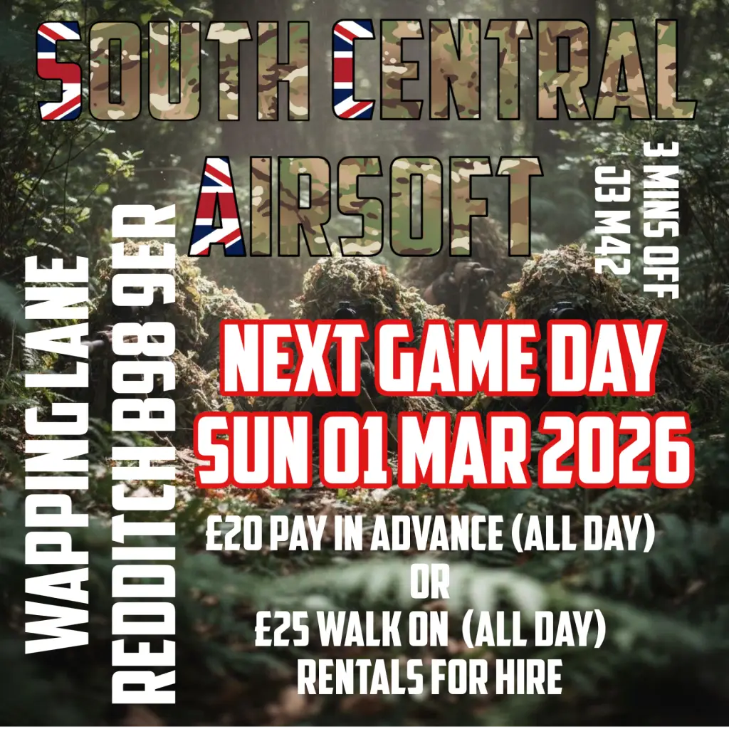 South Central Airsoft Redditch Next Game Day Sunday 01 Mar 2026
